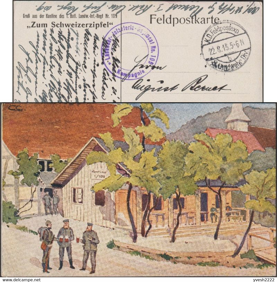Allemagne 1915. Carte Postale De Franchise Militaire, Cantine Et Soldats, Bière, Konstanz, Postimpressionnisme - Beers