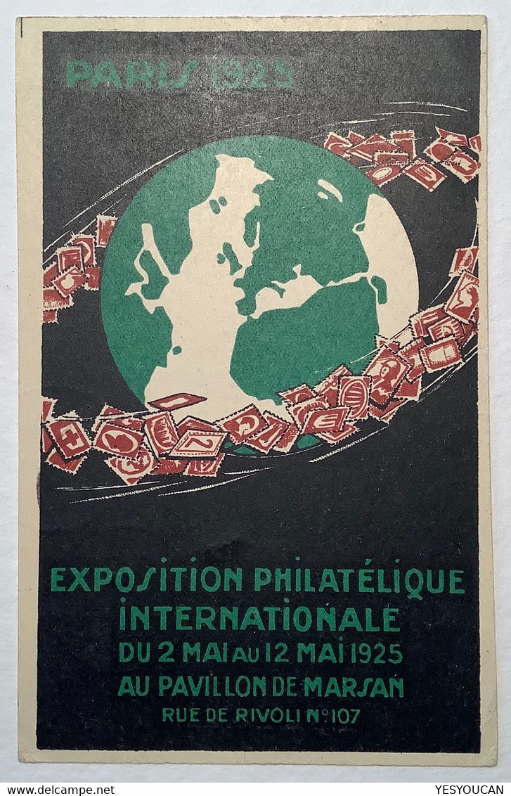 1925 France Entier Postal 45c Pasteur EXPOSITION PHILATELIQUE PARIS>Fribourg FR Schweiz (Nussbaum Philatelic Exhibition - Standard- Und TSC-AK (vor 1995)