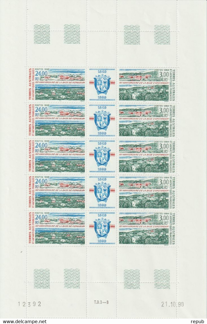 TAAF 1999 Cinquantenaire Des Bases 247A En Feuille Complète ** MNH - Unused Stamps