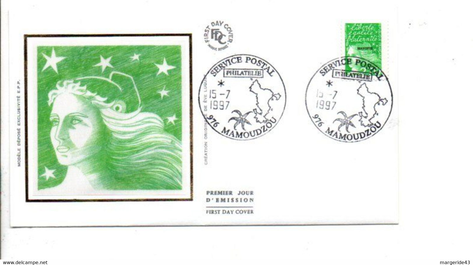 MAYOTTE FDC 1997 MARIANNE DE LUQUET 2.70 - Covers & Documents