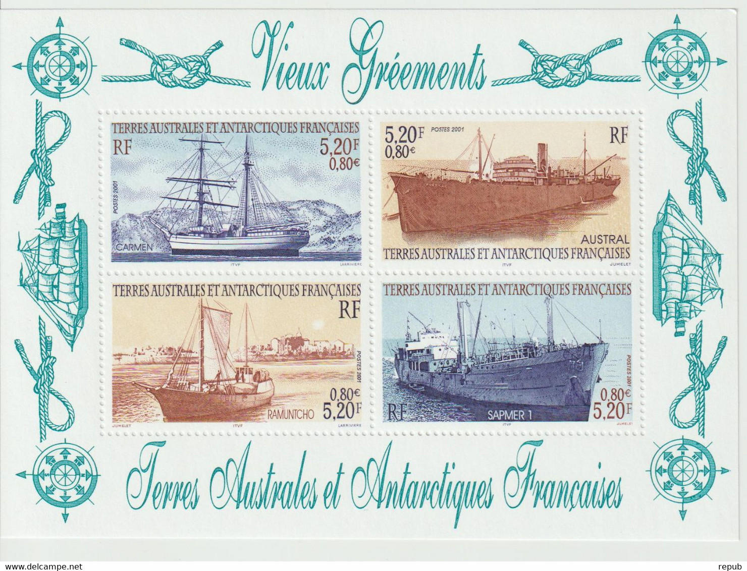 TAAF 2001 Vieux Gréments BF 6 ** MNH - Blokken & Velletjes