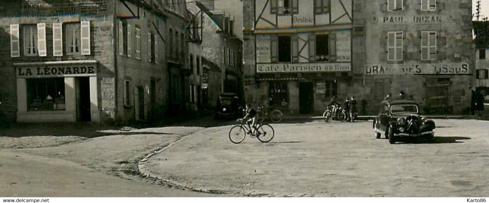 Lesneven * Place Du Général Le Flo * Automobile CITROEN Citroën Traction * Café PARISIEN * La Léonarde Magasin - Lesneven