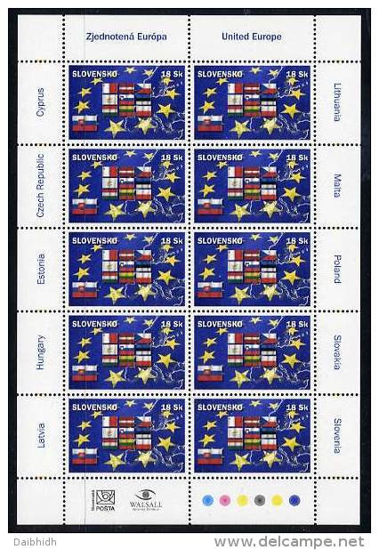 SLOVAKIA 2004 United Europe Sheetlet Of 10 MNH / **.  Michel 484 KB - Blocks & Sheetlets