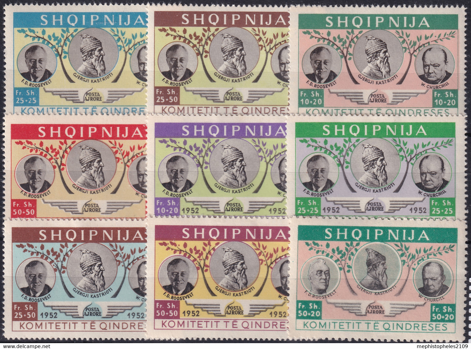 ALBANIA 1948-52 - MNH - Government In Exile Issues - Roosevelt, Kastrioti, Churchill - Albania