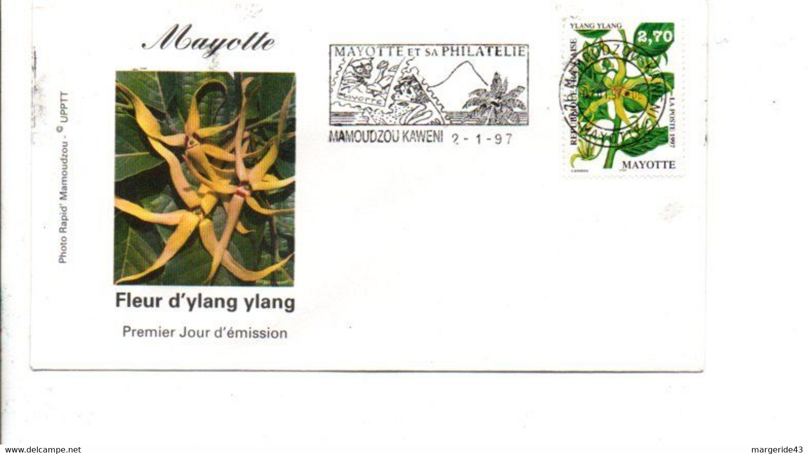 MAYOTTE FDC 1997 FLEUR D'YLANG - Lettres & Documents