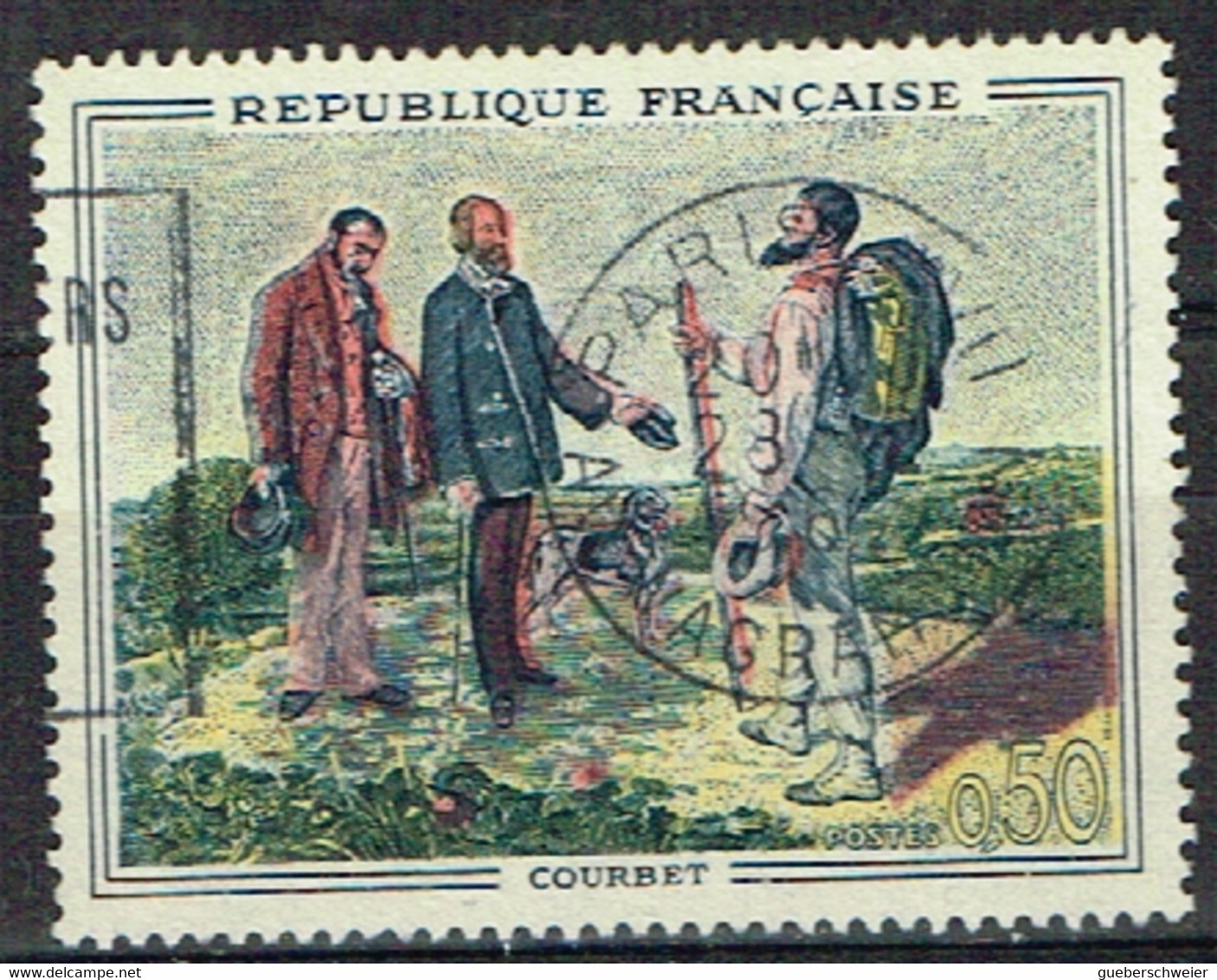 FR VAR 15 - FRANCE N° 1363a Obl. Variété Double Bâton - Usados