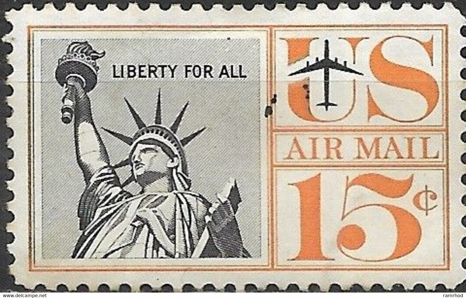 USA 1959 Air. Statue Of Liberty - 15c. - Black And Orange MH - 2b. 1941-1960 Nuevos