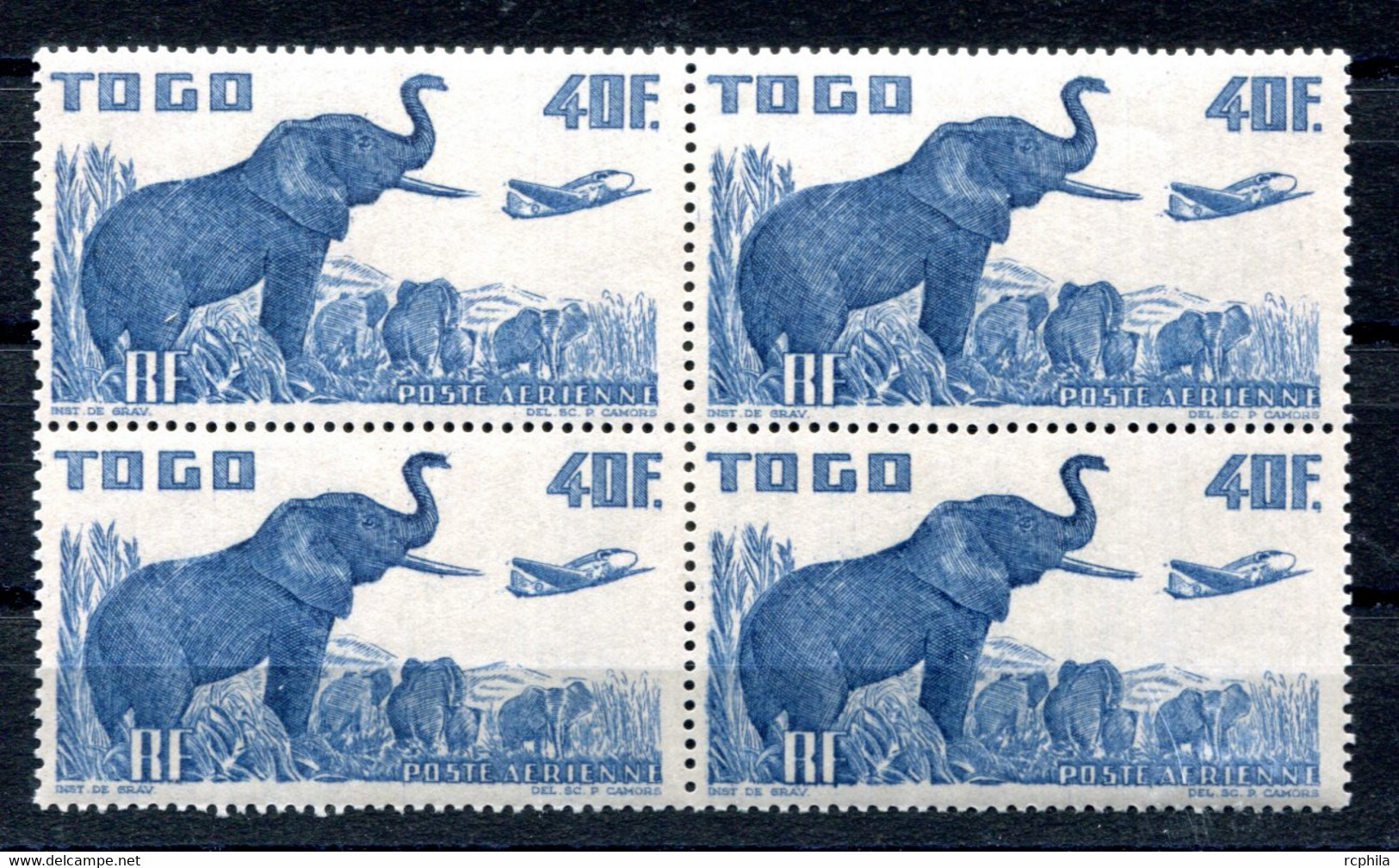 RC 24583 TOGO COTE 48€ PA N° 17 AVION ET ELEPHANT BLOC DE 4 POSTE AERIENNE NEUF ** MNH TB - Unused Stamps