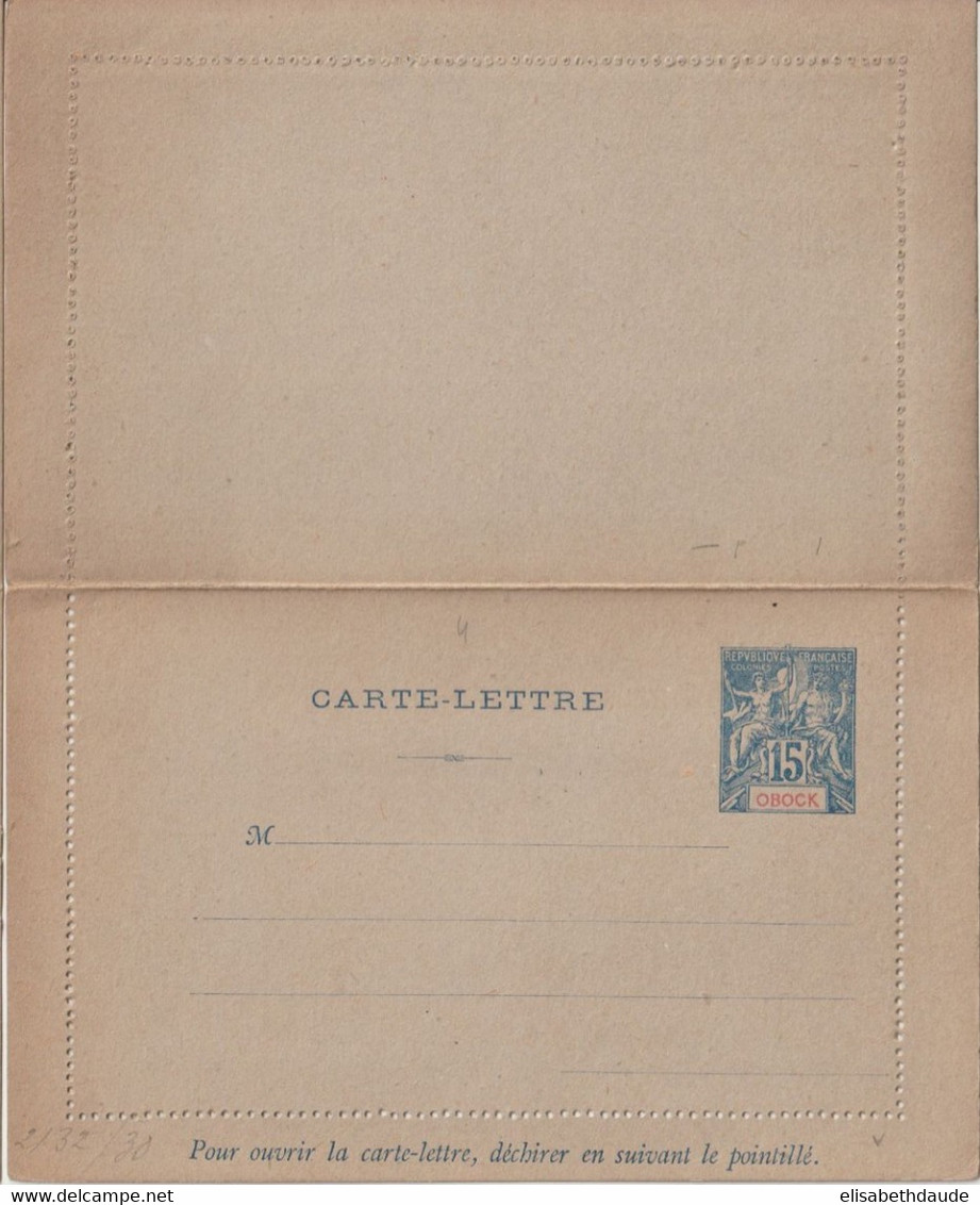 OBOCK - 1892 - CARTE-LETTRE ENTIER TYPE GROUPE NEUVE - ACEP CL1 - Storia Postale