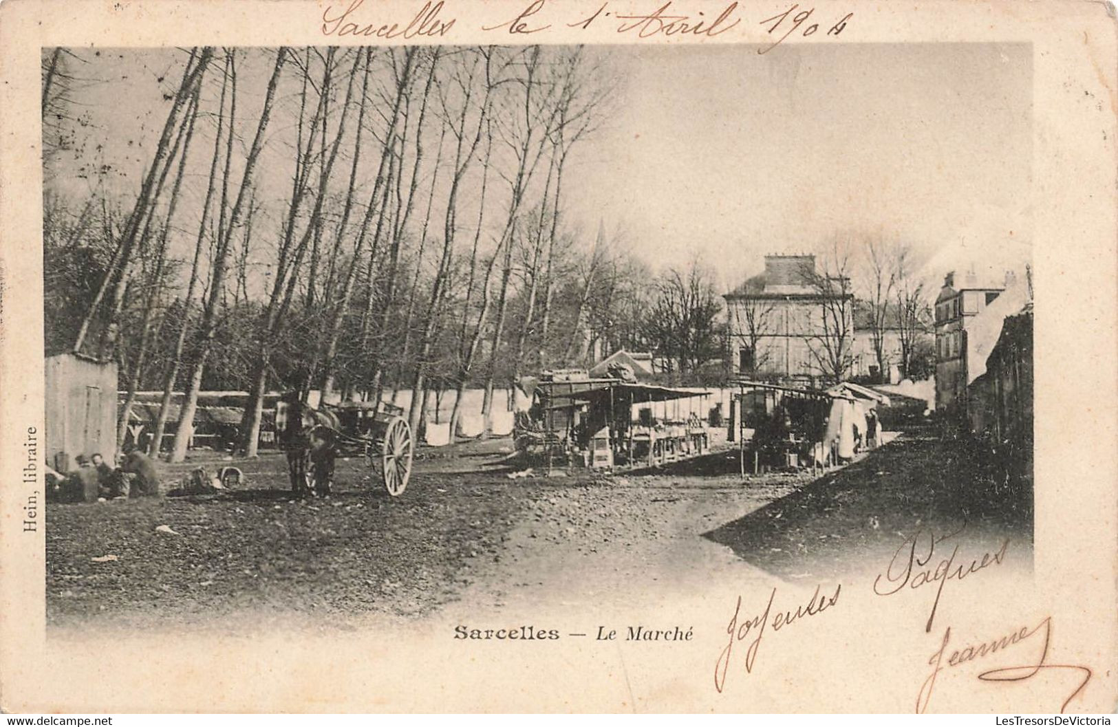 CPA  - Sarcelles - Le Marché - Charette - 1904 - Marchés