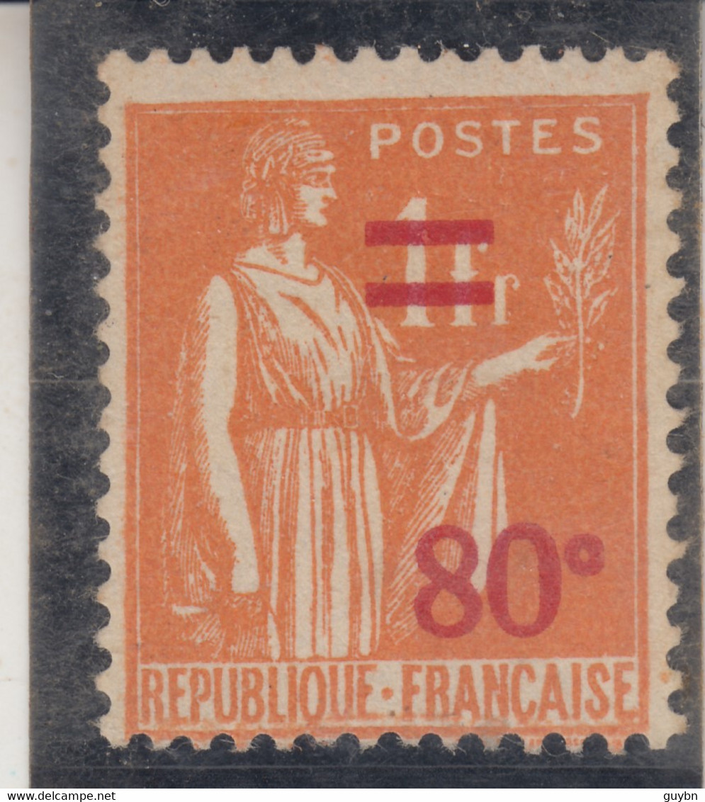 France Variéte 0 Fermé YT 359 I ** Type Paix 80 C Sur 1 Fr Orange .. Neuf Sans Charniére - Oblitérés