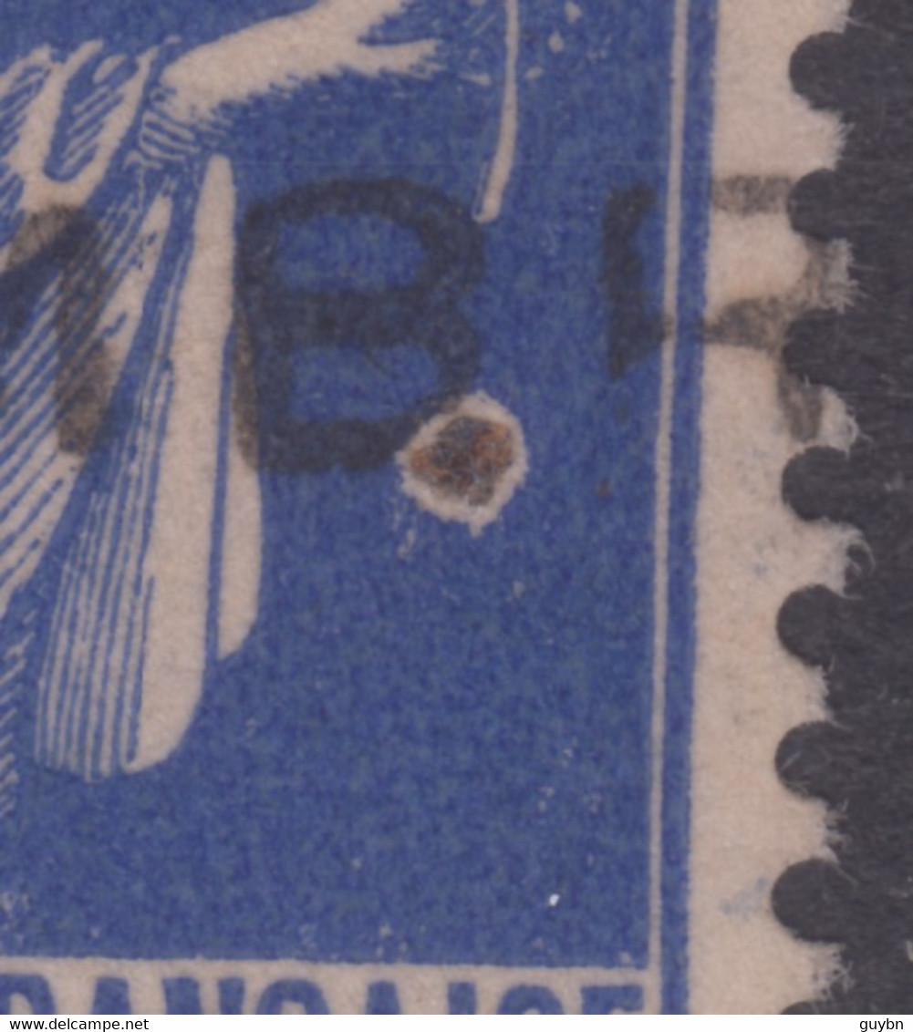 France Variéte Anneau Lune Sur YT 368 Oblitéré Type Paix 90 C Outremer - Used Stamps