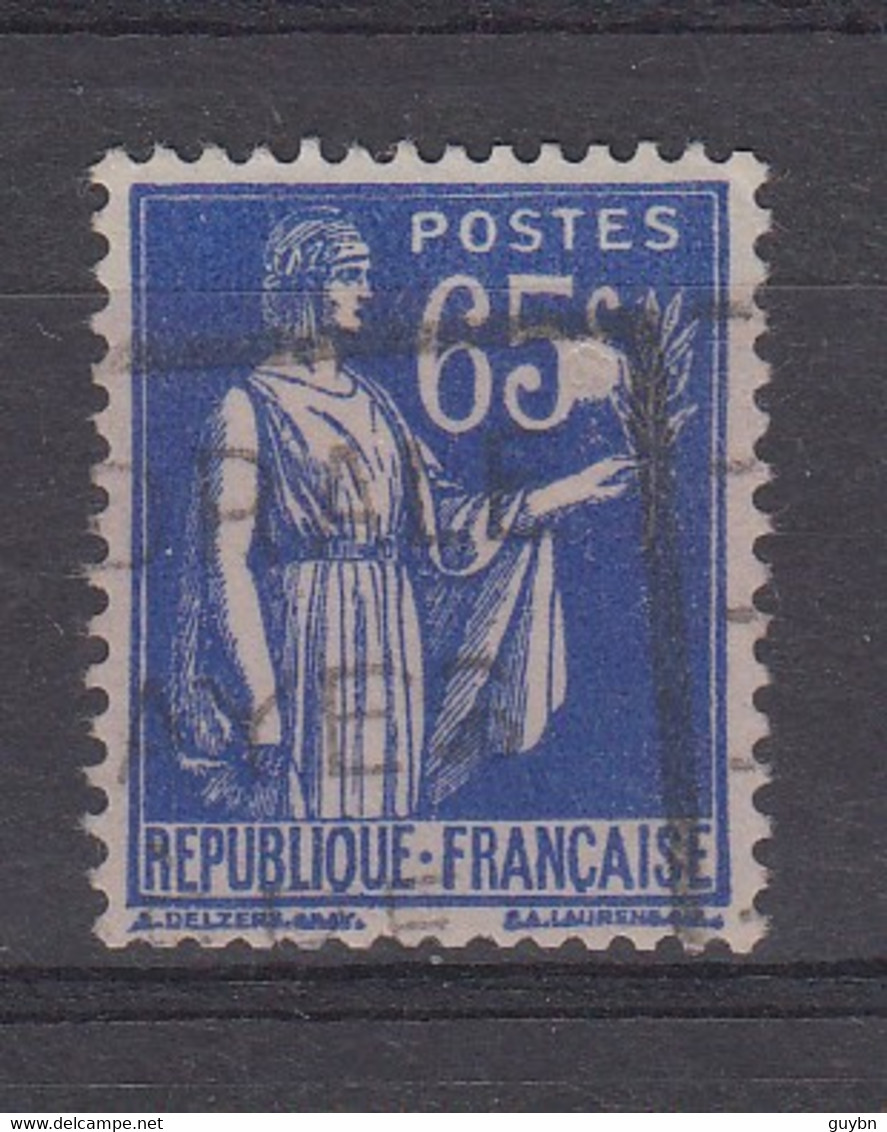 France Variéte Anneau Lune Sur YT 368 Oblitéré Type Paix 90 C Outremer - Oblitérés