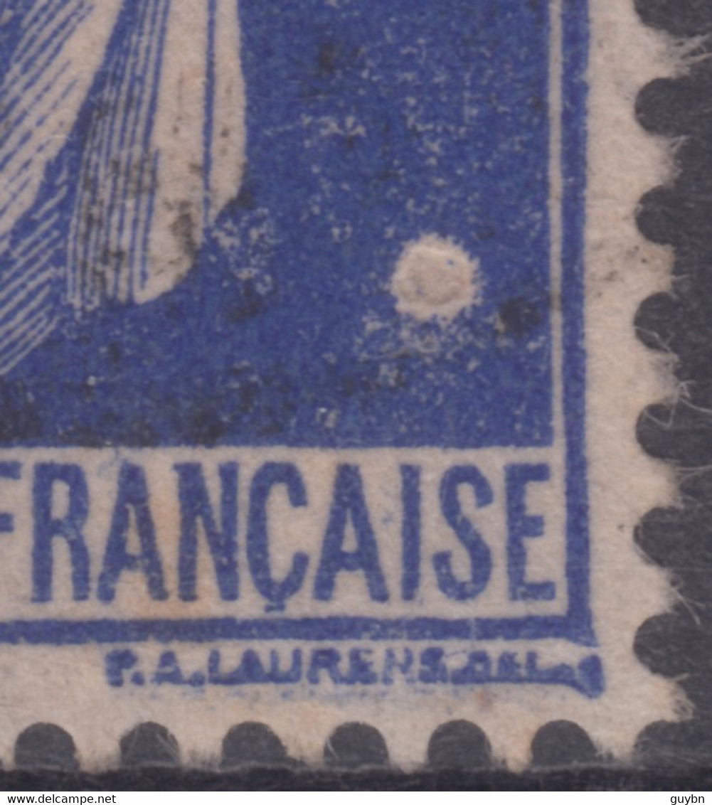 France Variéte Anneau Lune Sur YT 368 Oblitéré Type Paix 90 C Outremer - Used Stamps