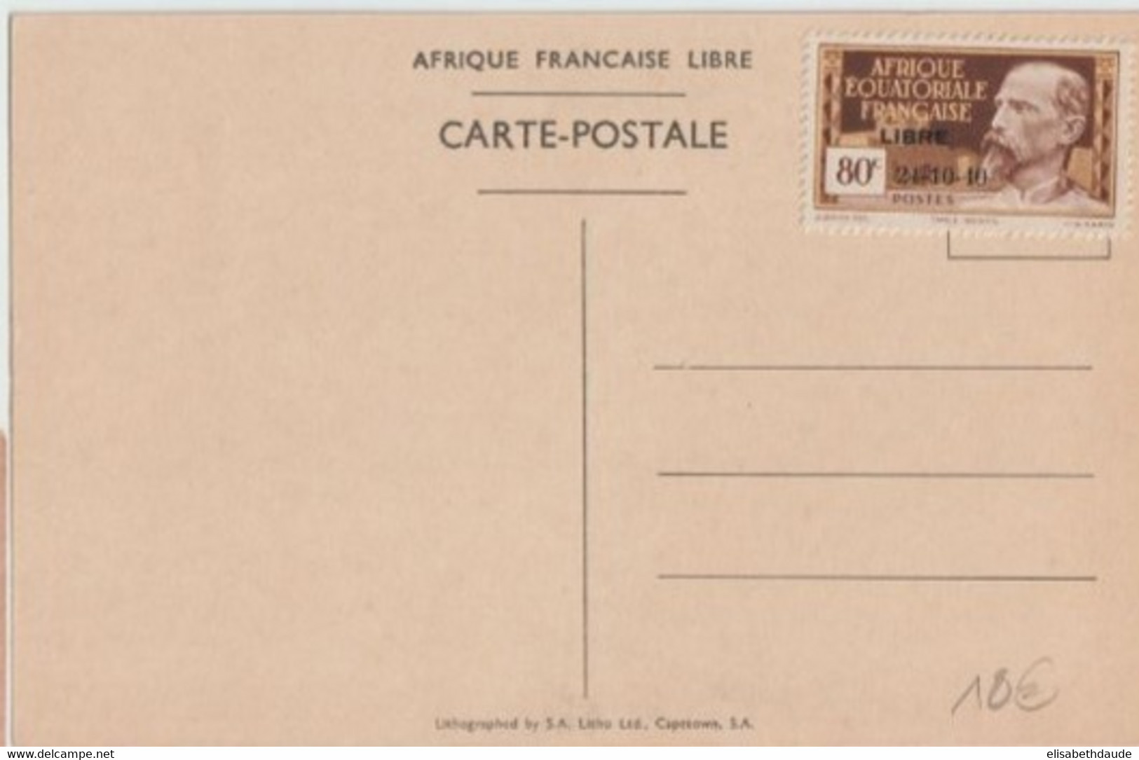 AEF - 1940 - YVERT N° 140A SUR CARTE ILLUSTREE GENERAL DE GAULLE - COTE = 25 EUR - Ungebraucht