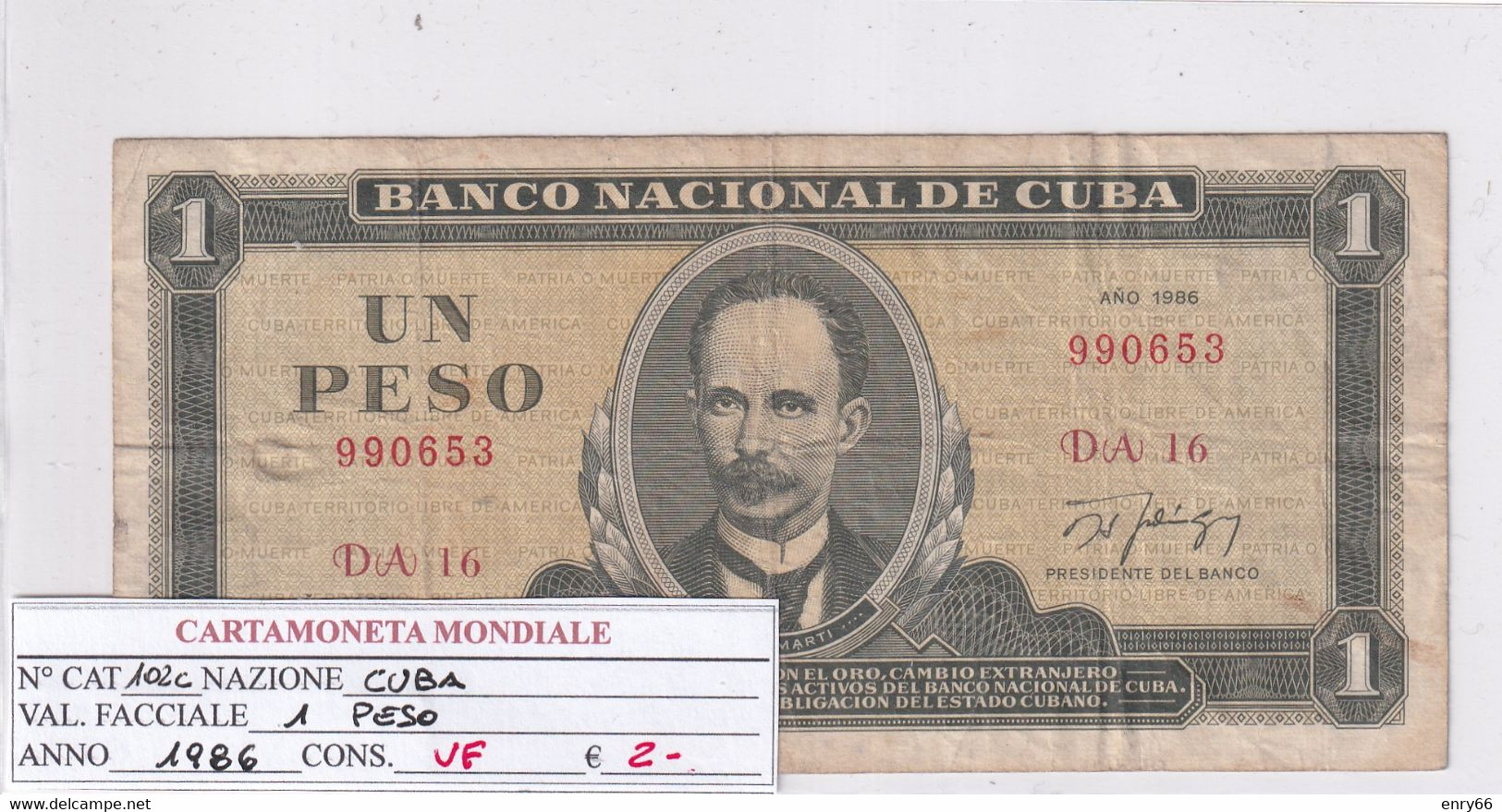 CUBA UN PESO 1986 P. 102C - Cuba