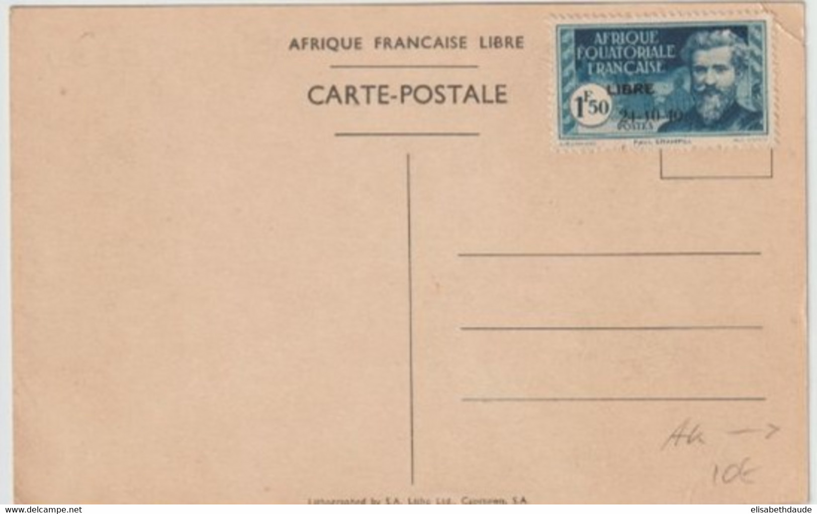 AEF - 1940 - YVERT N° 140D SUR CARTE ILLUSTREE GENERAL DE GAULLE - COTE = 25 EUR - Neufs