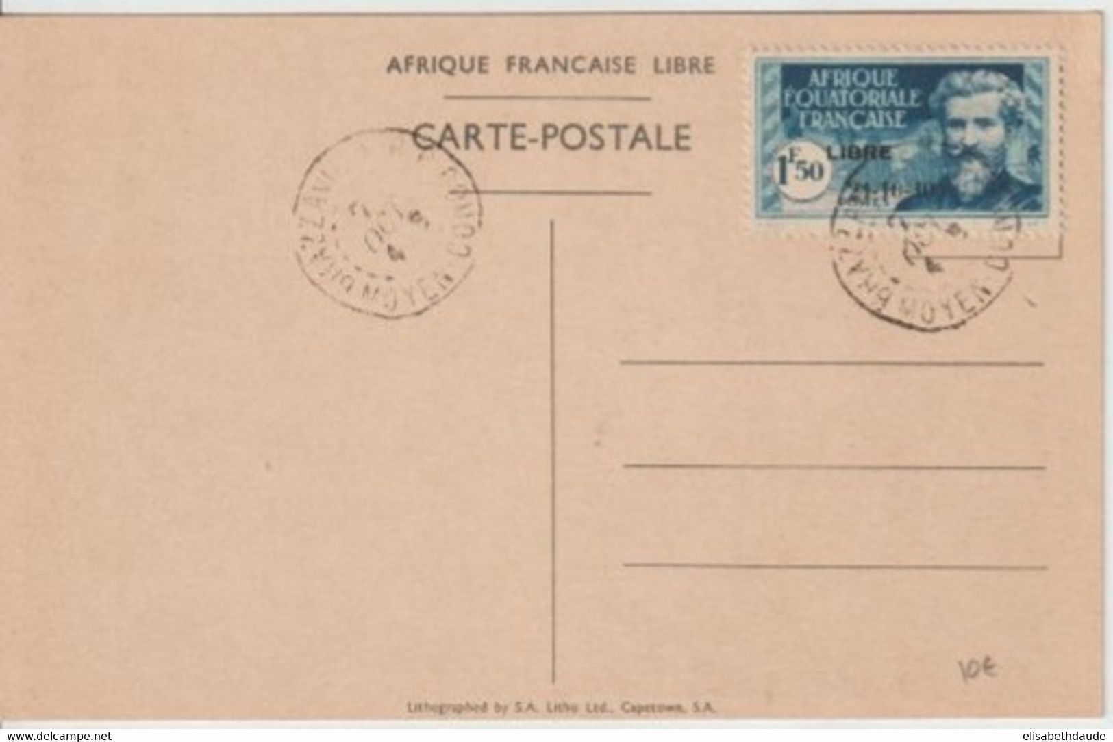 AEF - 1940 - YVERT N° 140D OBLITERE SUR CARTE ILLUSTREE GENERAL DE GAULLE - - Covers & Documents
