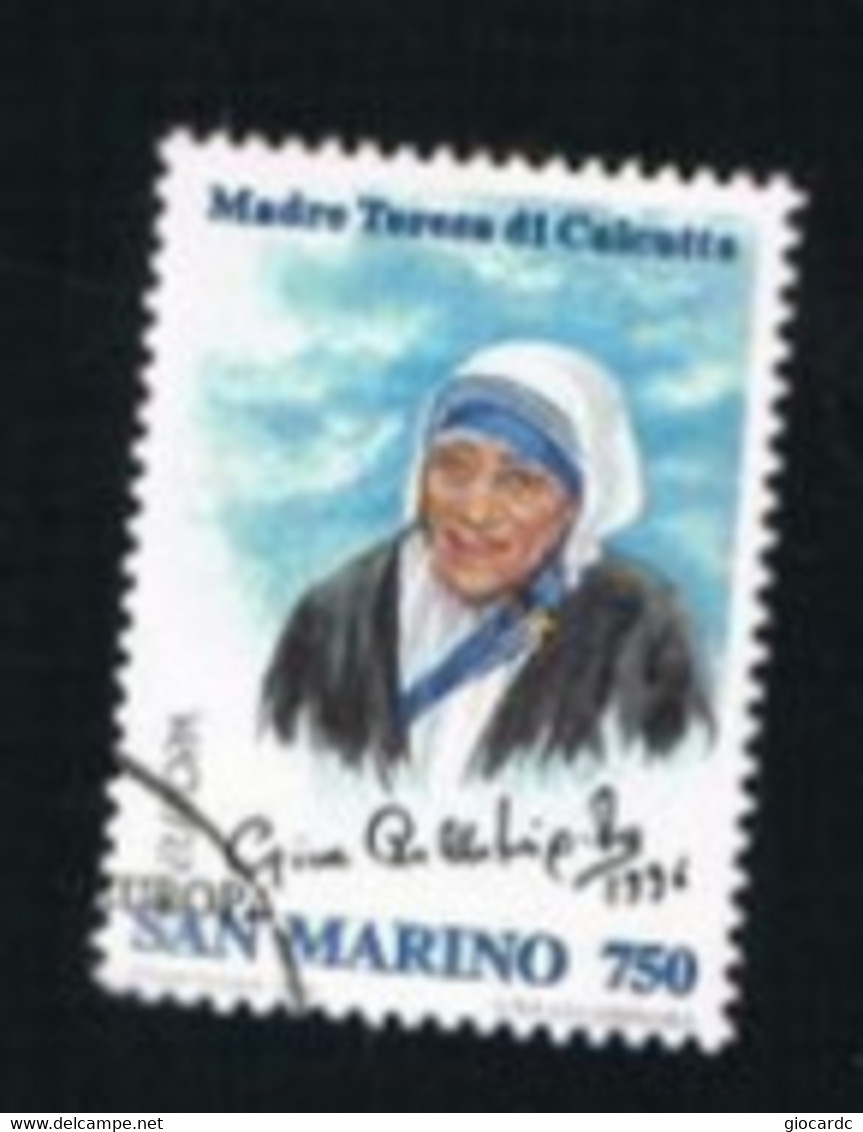 SAN MARINO - UN  1488  - 1996  EUROPA: MADRE TERESA DI CALCUTTA   -  USED° - Gebraucht