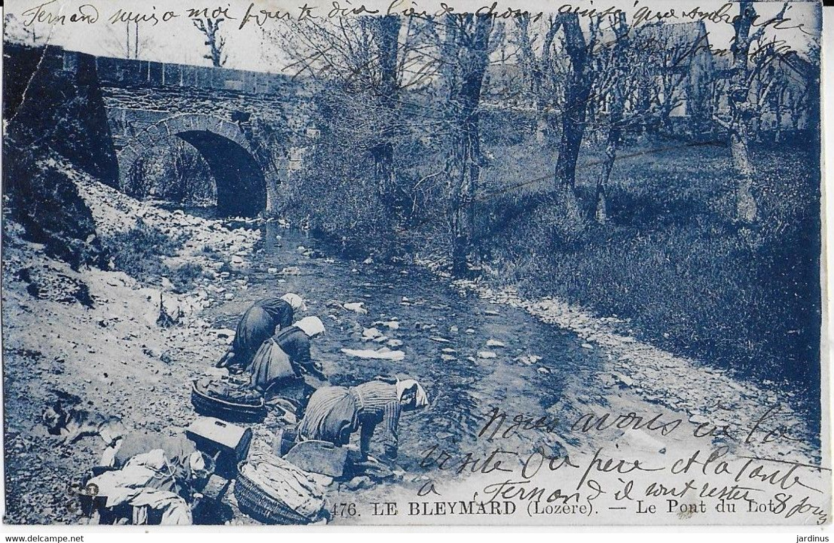 LE BLEYMARD ( Lozère ) : Le Pont Du LOT  Et Les Lavandières  En Plein Travail (1920) - Le Bleymard