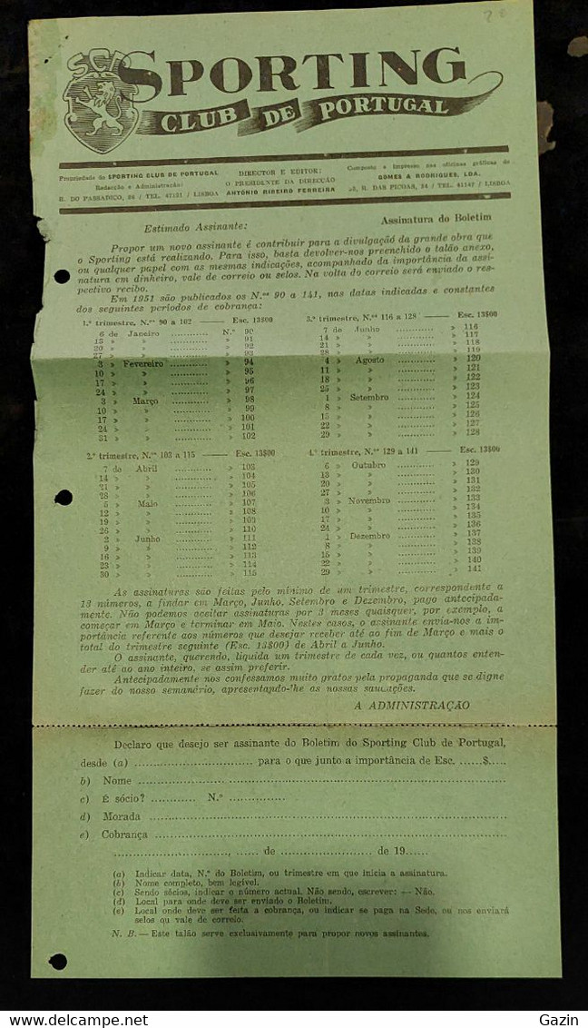 C1/5 - Publicidade * Folheto *Futebol * Sporting  * Portugal - Otros & Sin Clasificación