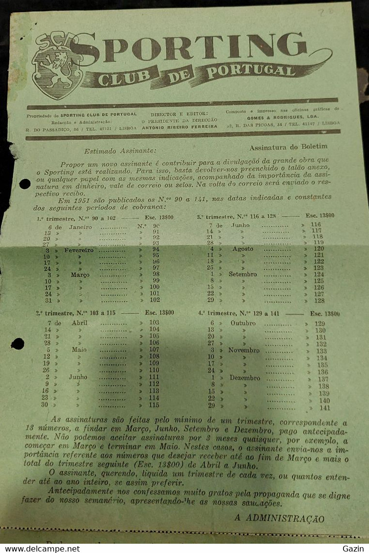 C1/5 - Publicidade * Folheto *Futebol * Sporting  * Portugal - Altri & Non Classificati