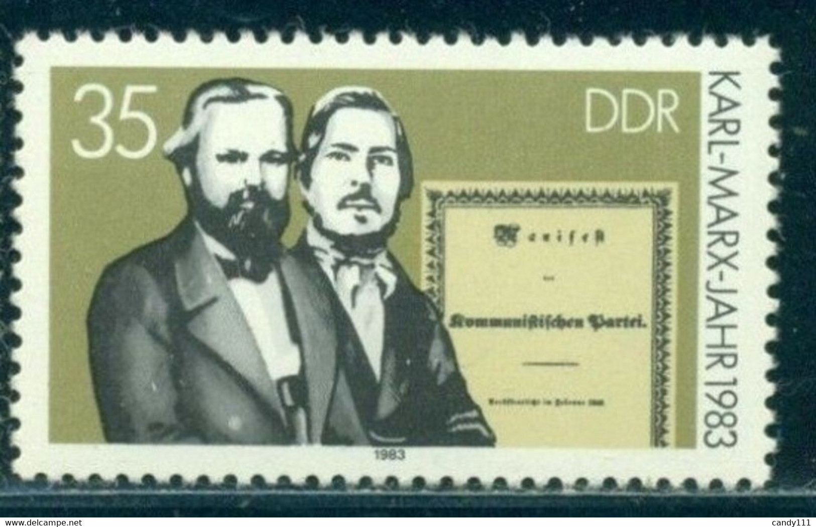 1983 Karl Marx And F. Engels, Title Page "Manifesto Of The Communist Party", DDR, Mi. 2785, MNH - Karl Marx