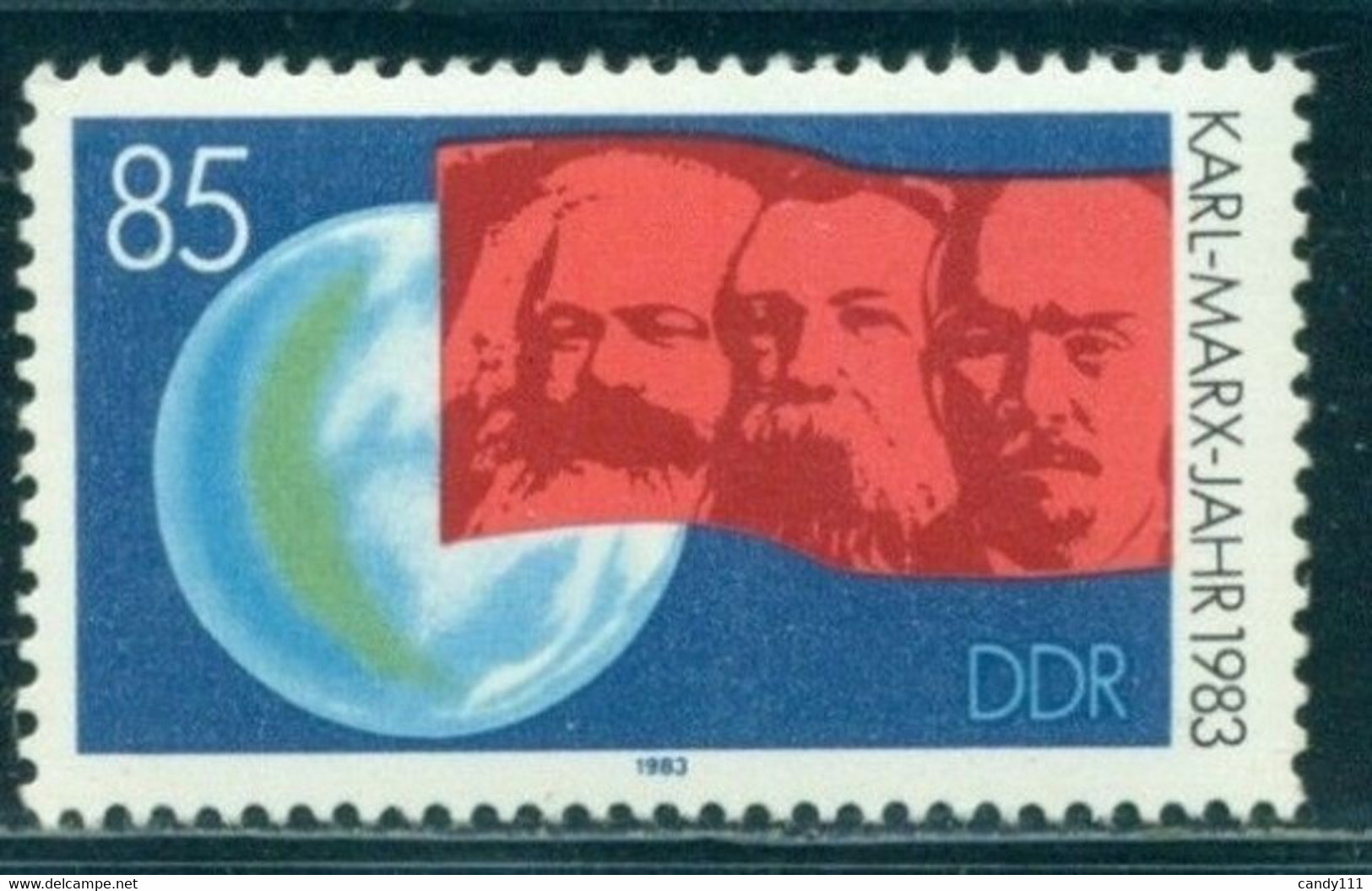 1983 Karl Marx, Engels And Lenin, Red Flag, Globe, DDR, Mi. 2788, MNH - Karl Marx