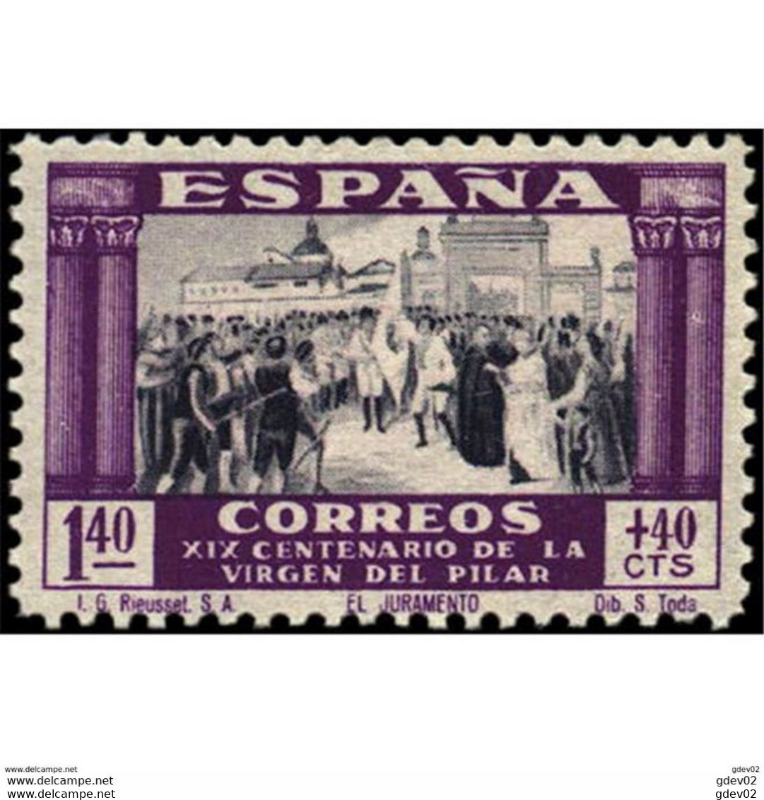 ES898SASF-L4320PC-TRELIGCUADR.Spain.Esgane .RELIGION.VENIDA DE LA VIRGEN DE EL PILAR De ZARAGOZA.1940.(Ed 898**) - Cuadros