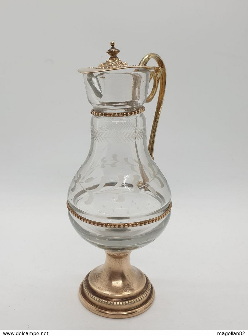 Burette pour Eucharistie . Cristal et Laiton. France XIXe Siècle.