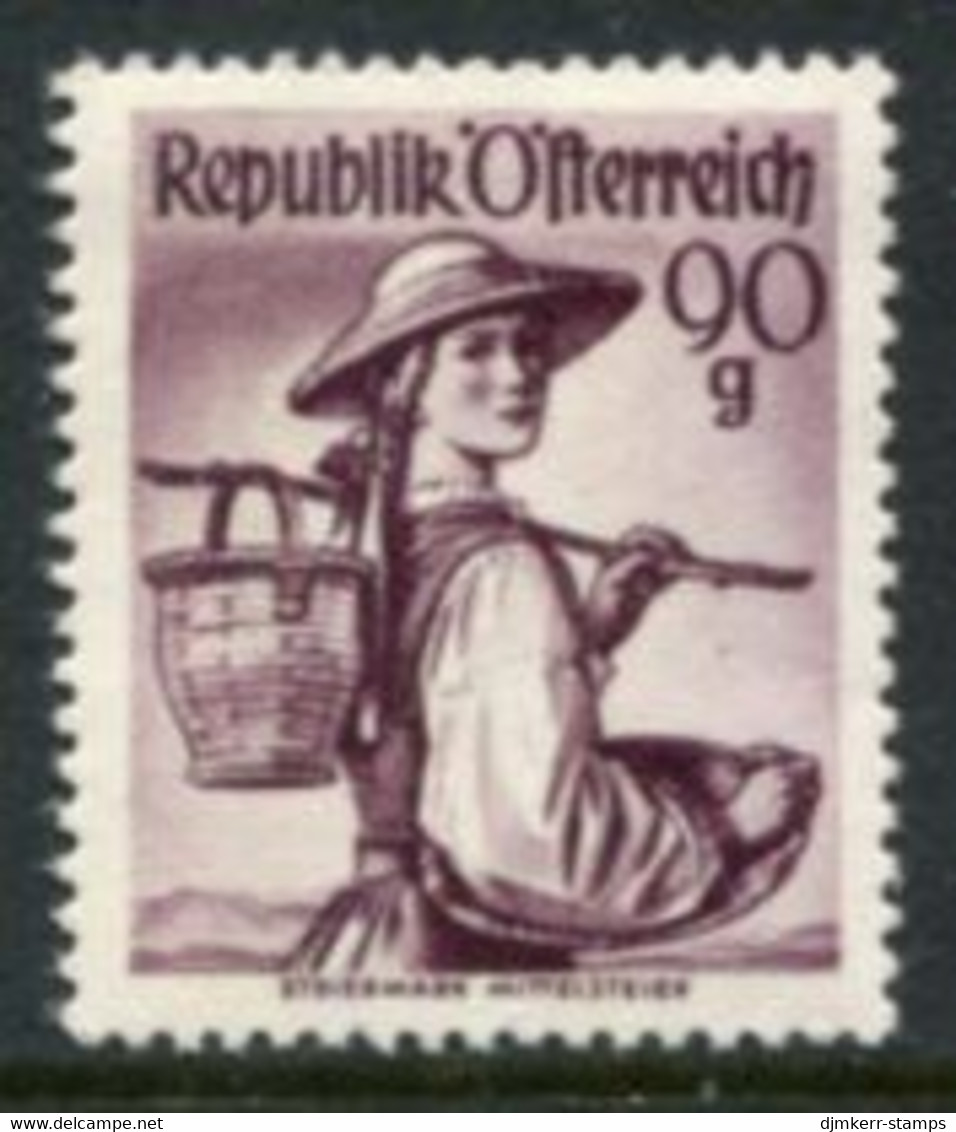 AUSTRIA 1948 Costumes Definitive 90 G..MNH / **.  Michel 909 - Unused Stamps