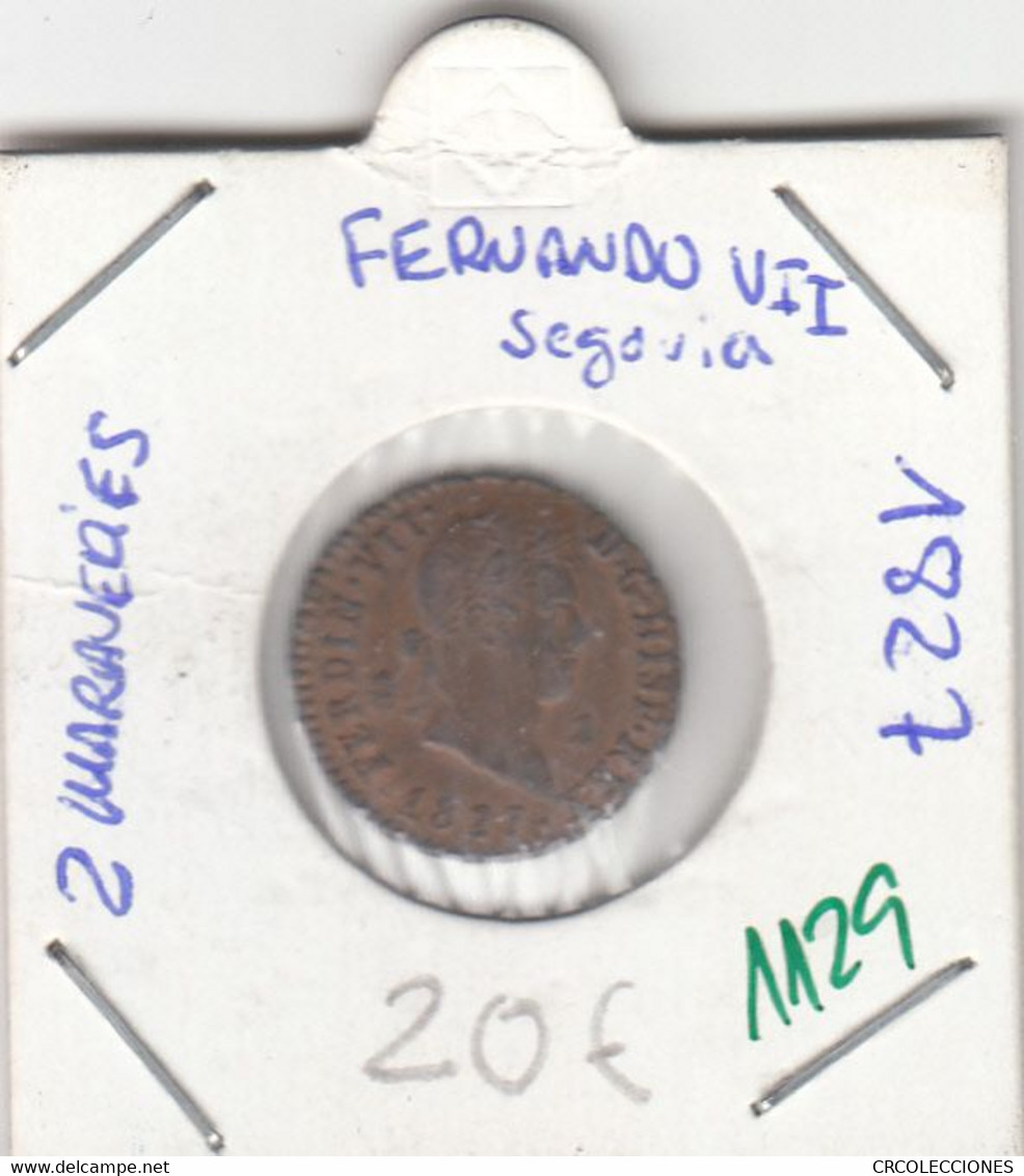 CRE1129 MONEDA ESPAÑA FERNANDO VII 2 MARAVEDIES 1827 SEGOVIA BC - Provincial Currencies
