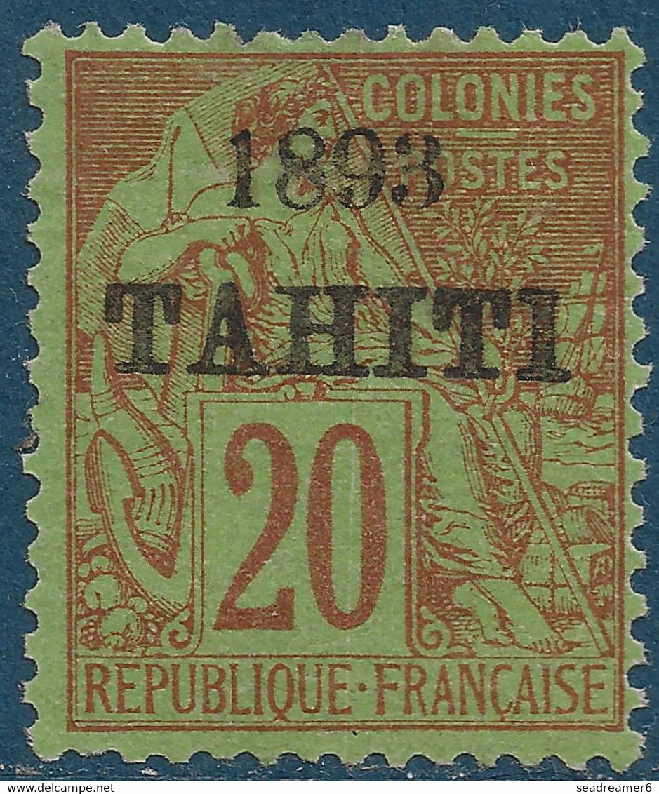 Colonies TAHITI N°25* 1fr Brique Sur Vert Tres Frais (tirage 4440) Signé Calves TTB - Unused Stamps