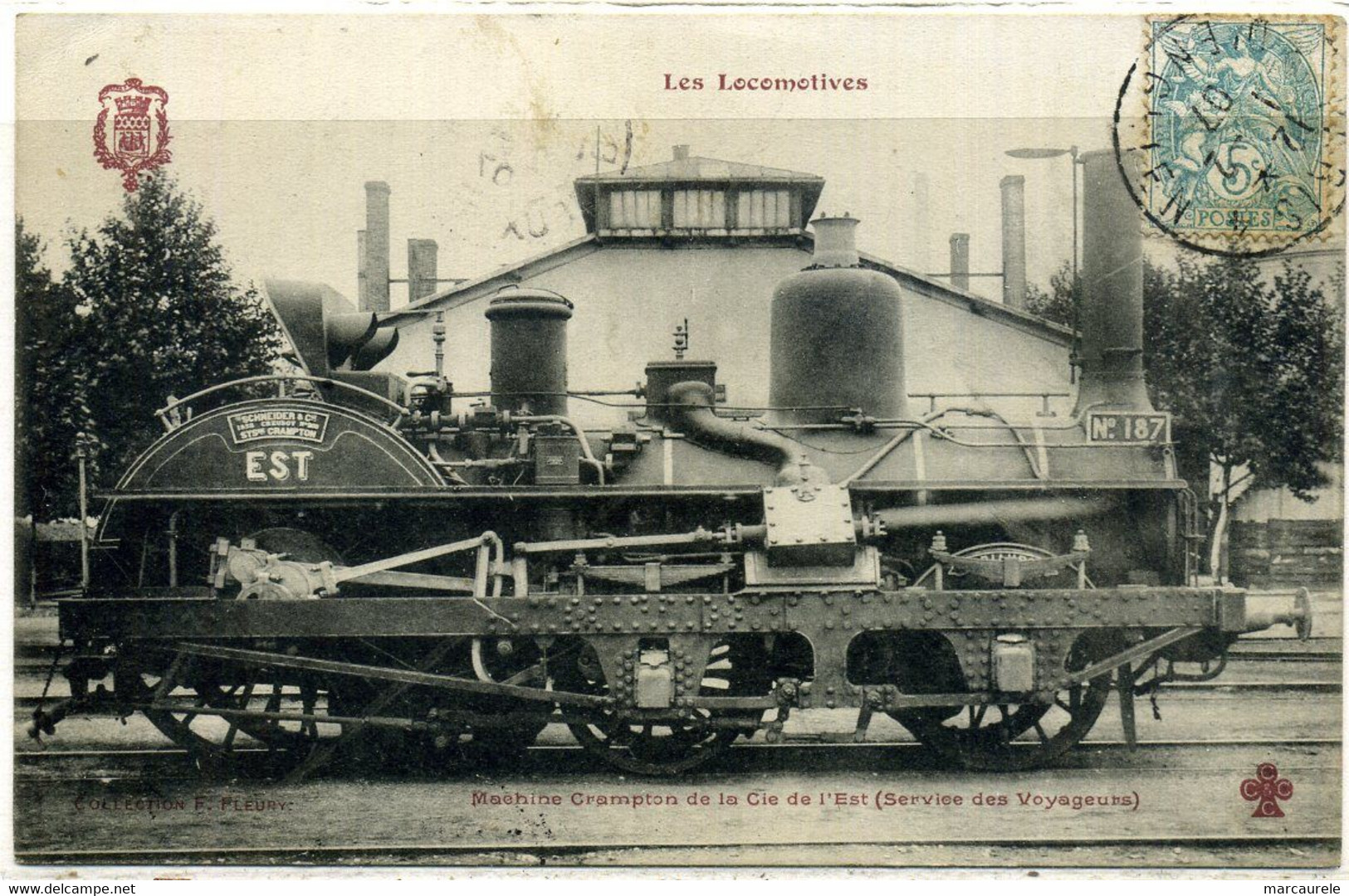 Cpa Locomotive 210 N° 187  Cie Est,  Beau Plan - Matériel