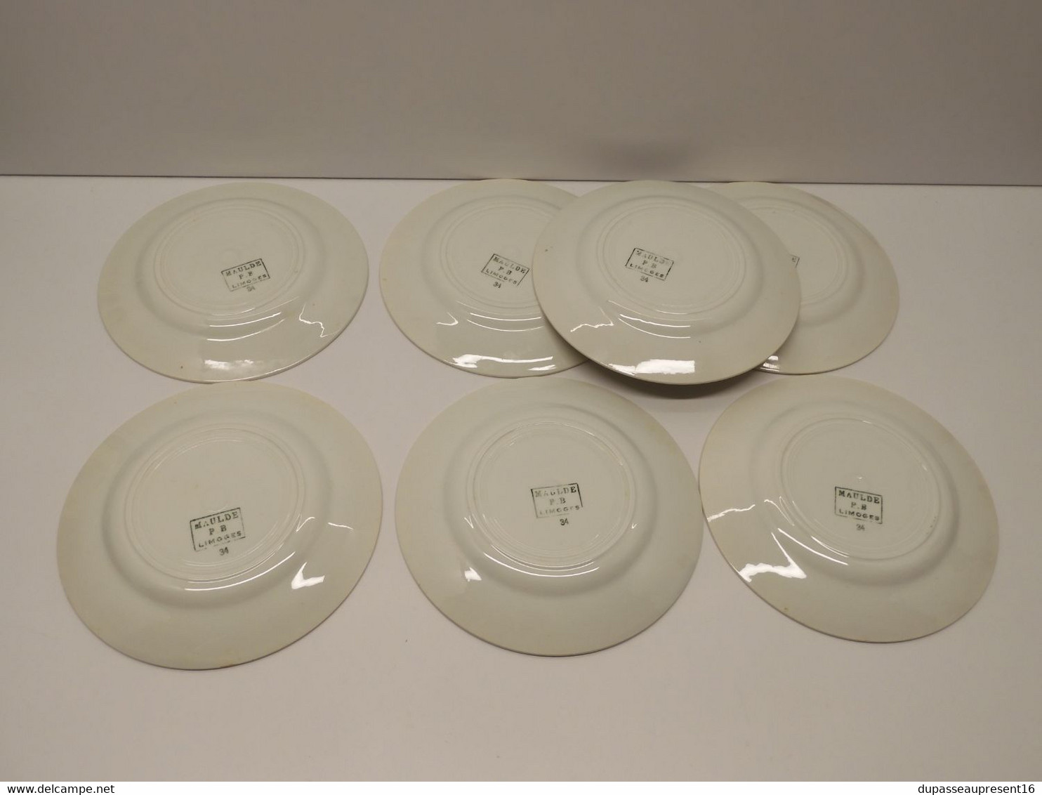 *7 PETITES ASSIETTES DESSERT CERAMIQUE TAURION PB LIMOGES FLEURS ROSES ROSES  E