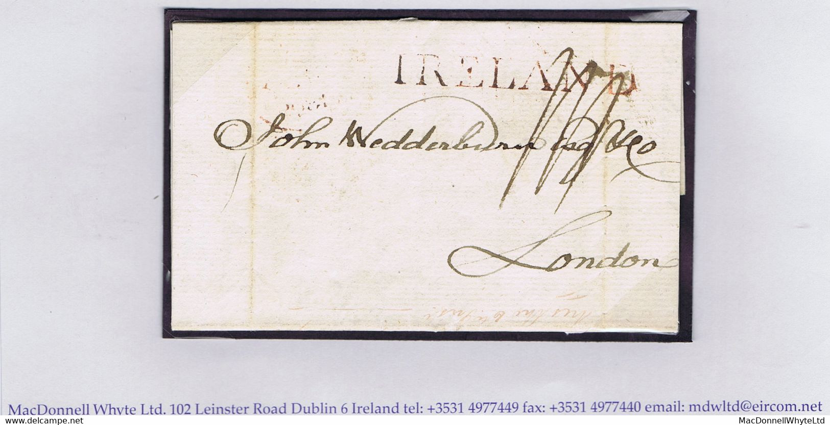 Ireland Dublin 1809 Letter 101 Gt Britain St To London With Clear 57mm IRELAND In Red On Face, Bs Dublin "Mermaid" 5 JY - Prefilatelia