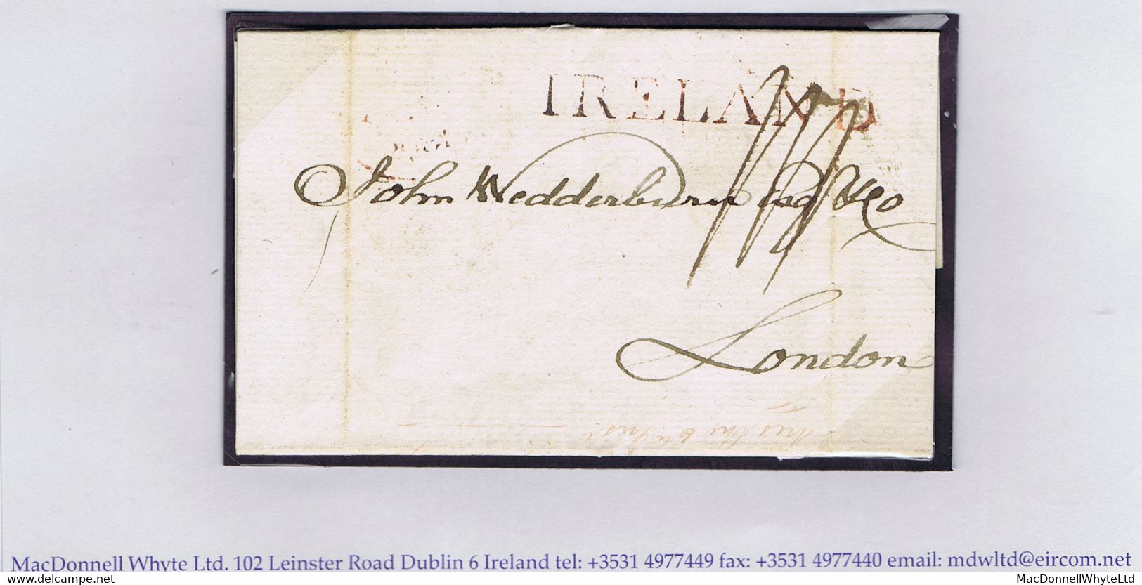 Ireland Dublin 1809 Letter 101 Gt Britain St To London With Clear 57mm IRELAND In Red On Face, Bs Dublin "Mermaid" 5 JY - Préphilatélie