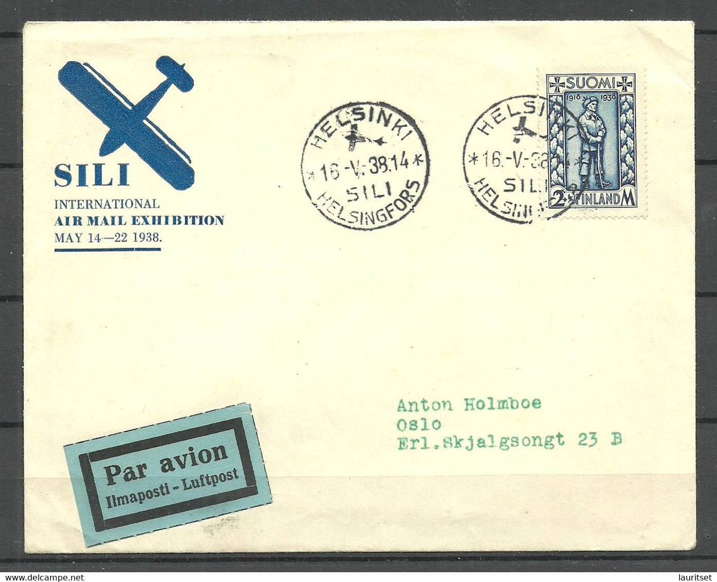 FINLAND 1939 Illustrated Cover SILI International Air Mail Exhibition Flugpost Air Plane Michel 211 As Single FDC? - Lettres & Documents