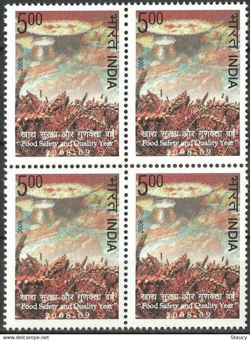 India 2008 Food Safety & Quality Year, Rice Field Block Of 4 Stamps MNH As Per Scan - Otros & Sin Clasificación