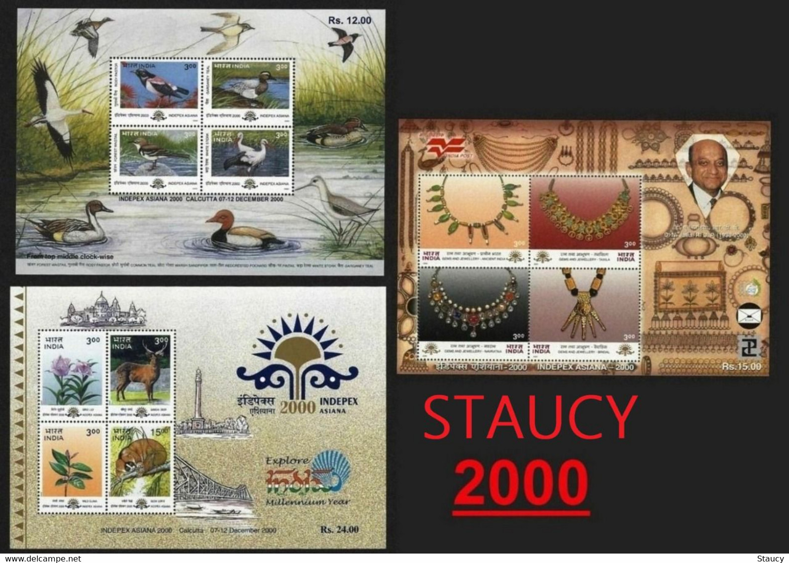 India 2000 Complete/ Full Set Of 3 Different Mini/ Miniature Sheets Year Pack MS MNH - Autres & Non Classés