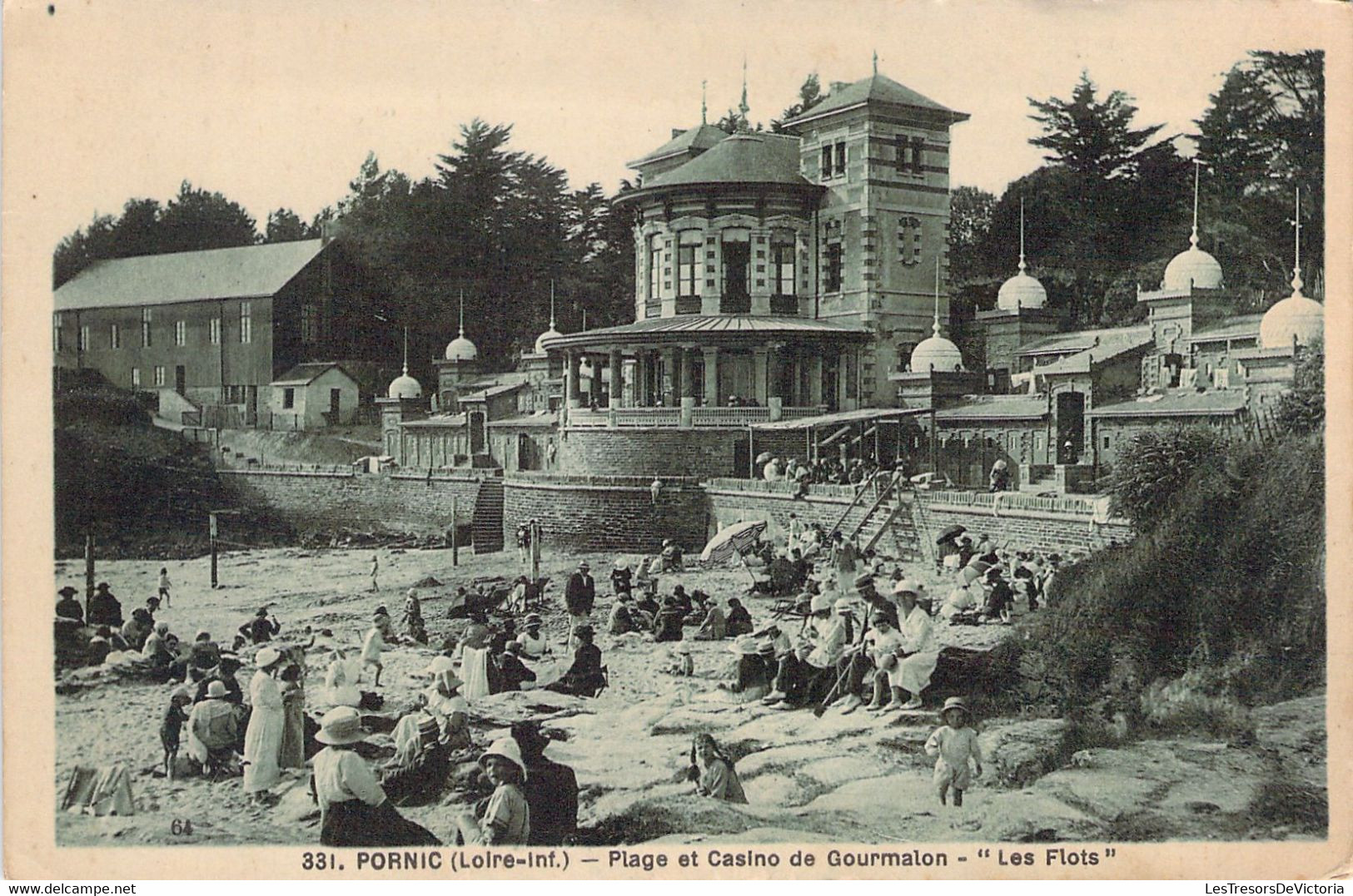 CPA - France - 44 - PORNIC - Plage Et Casino De Gourmalon - Les Flots - Animée - F Chapeau - Pornic