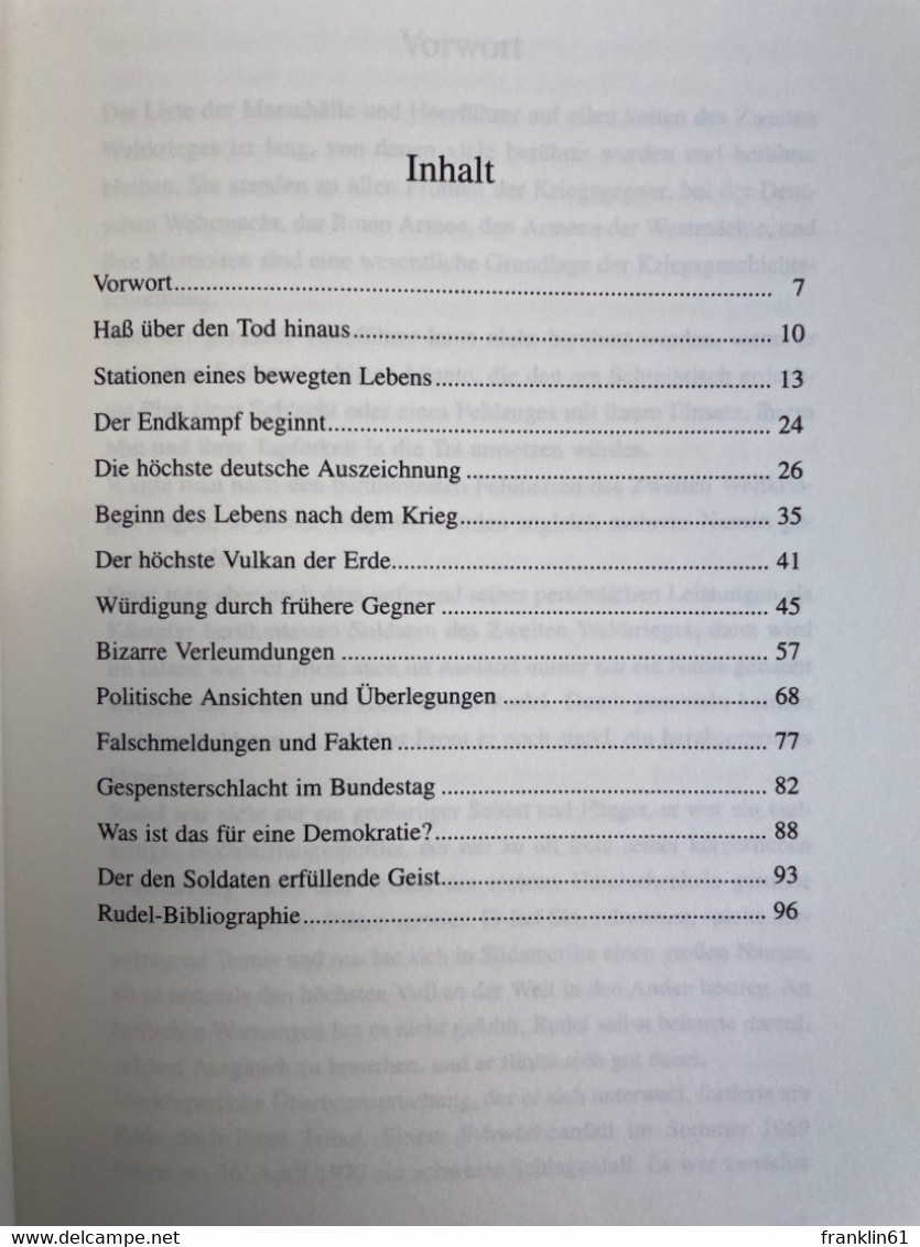 Hans-Ulrich Rudel : Lebensbild Eines Helden Des Zweiten Weltkrieges. - Biographien & Memoiren