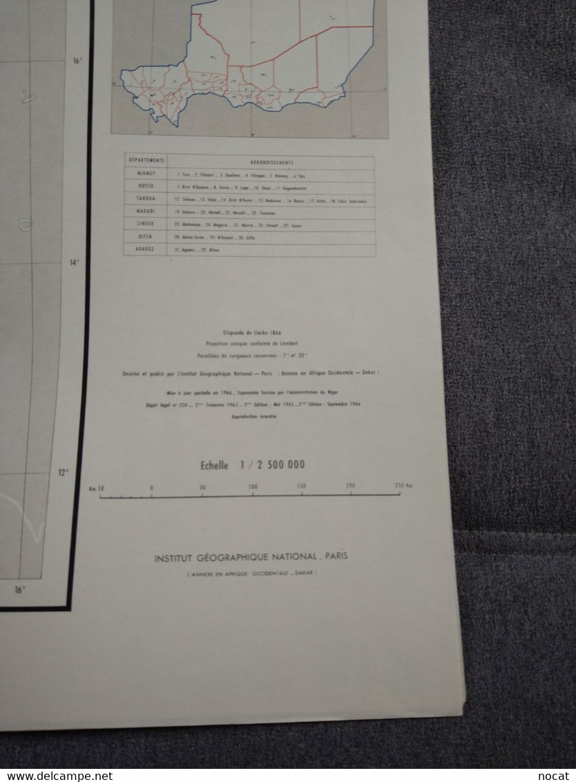 Carte République Du Niger AU 1/ 2 500 000 IGN PARIS 3ème édition De 1966 - Cartes Topographiques