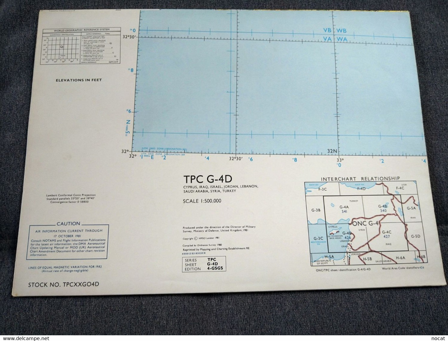 Carte TPC G-4D Cyprus Iraq Israel Jordan  Arabie Saoudite Syrie Liban Turquie1/500 000 Defense United Kingdom 1981 - Cartes Topographiques