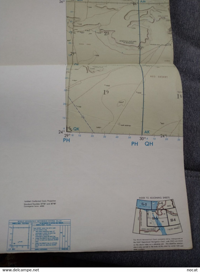 Carte ONC-H5 Sinai Peninsule 1/1 000 000 USAF OPERATION NAVIGATION CHART United States Air Force édition 1960 - Cartes Topographiques