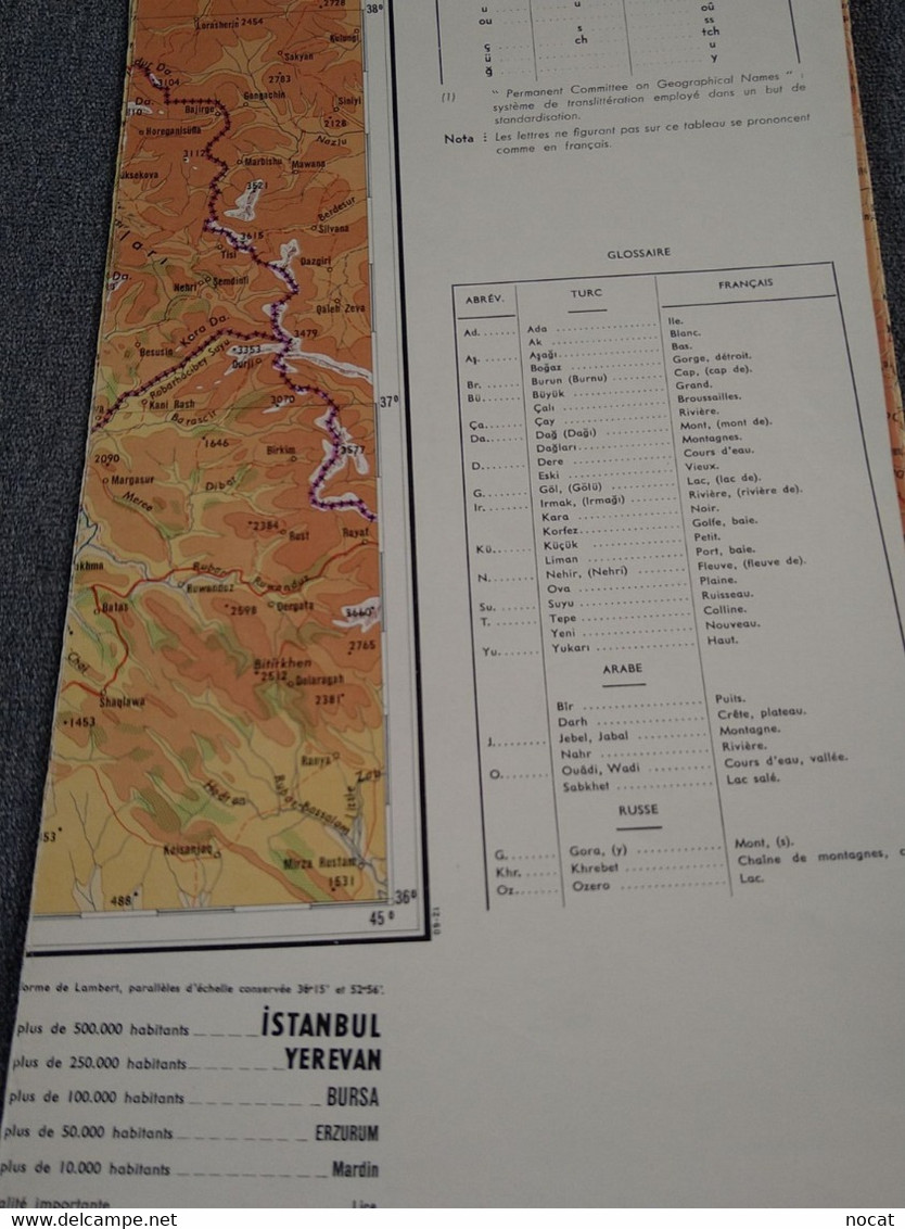 Carte 1/1 000 000 Ankara Yerevan Adana Mosul Ministère Travaux Publics Et Transports 1959 - Cartes Topographiques