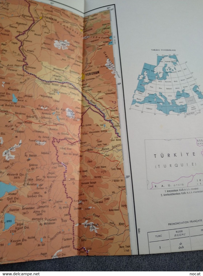 carte 1/1 000 000 Ankara Yerevan Adana Mosul ministère travaux publics et transports 1959