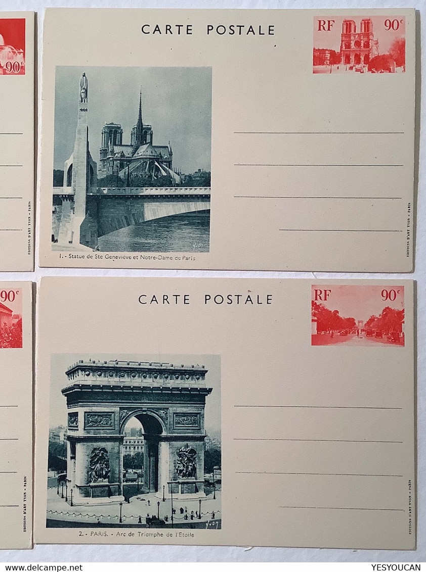 Entier Postal 1935-36 CP 90c VUE DE PARIS YT 1 Pochette De 5 LUXE (postal Stationery France Napoléon Automobile - Standaardpostkaarten En TSC (Voor 1995)