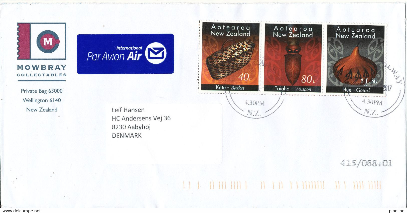 New Zealand Cover Sent To Denmark 2017 Topic Stamps - Covers & Documents