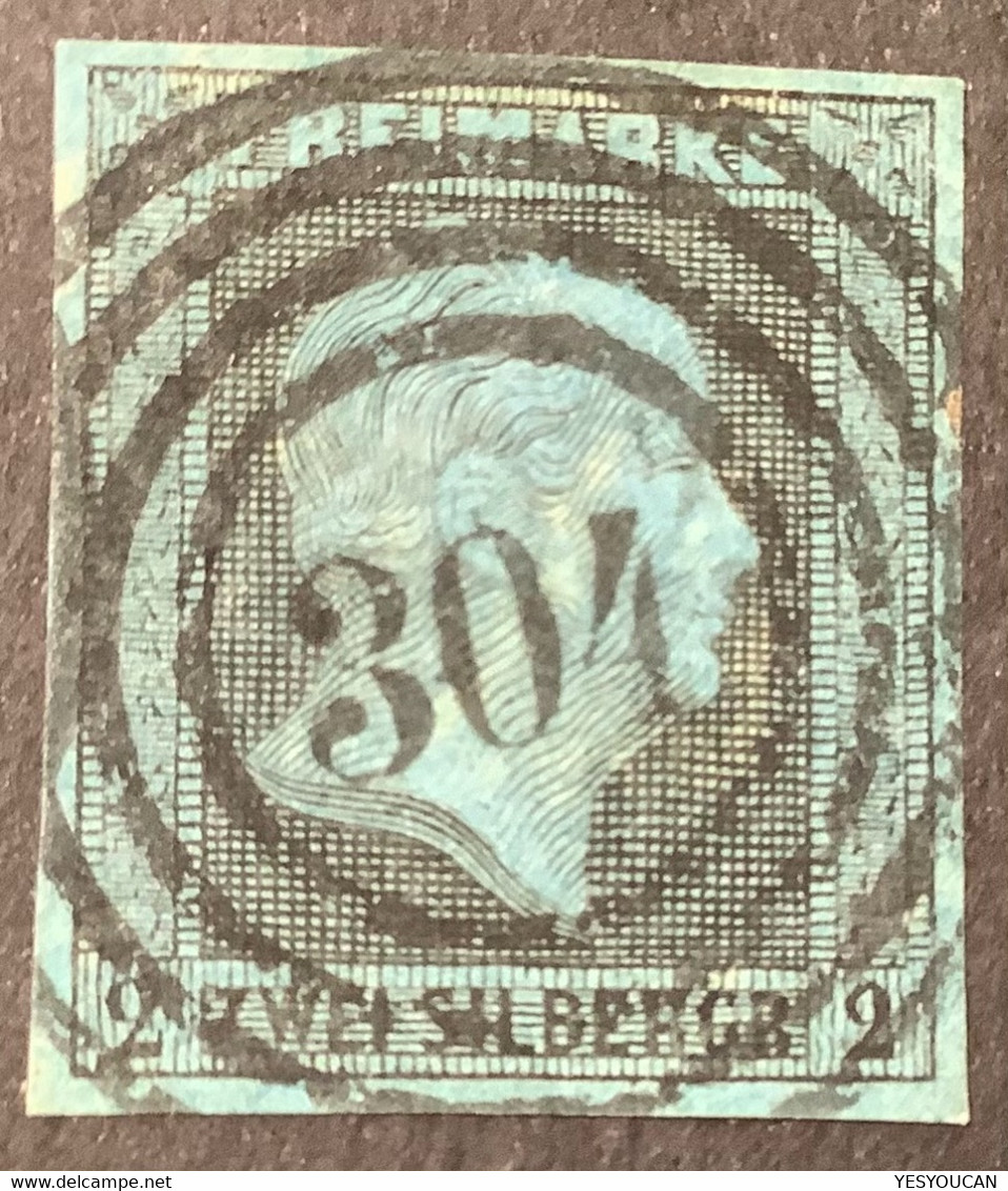 Mi 3 ABART VERSETZTES WZ Stpl 304 DANZIG Preussen 1850 2 Sgr Blau (Altdeutschland German States États Allemands Prusse - Used